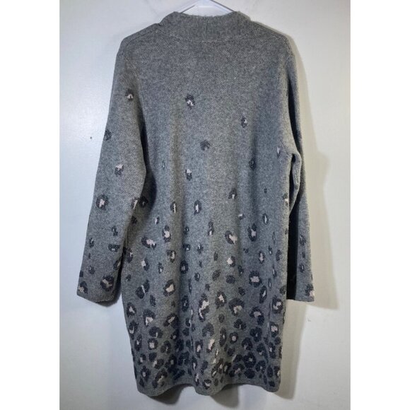 Womens Chicos Wool Blend Zip Cardigan Animal Print Gray Pink Metallic L - Picture 2 of 10